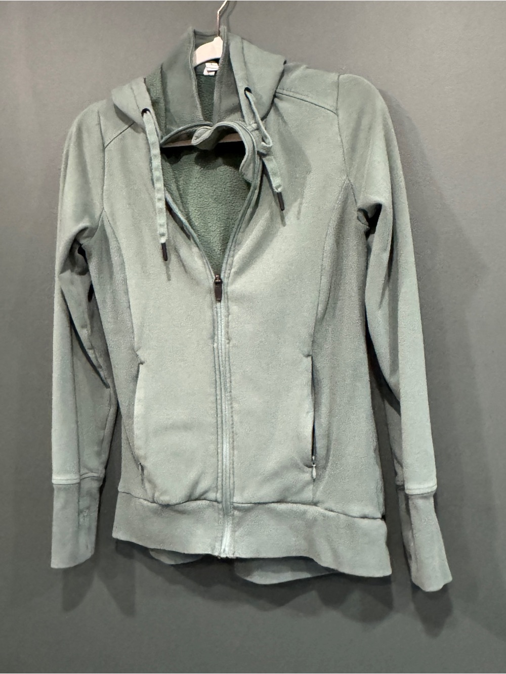 Wander Sage Green Hooded Fleece Zip-Up